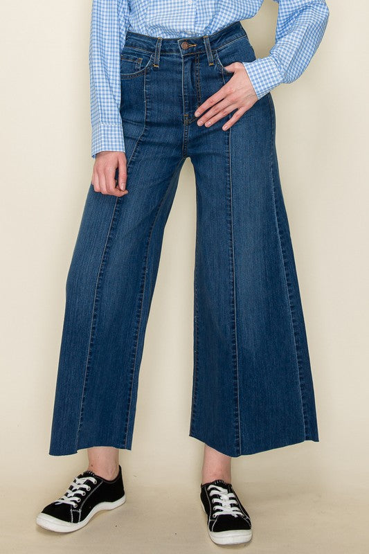 Wide Leg Medium Dark Denim Pants