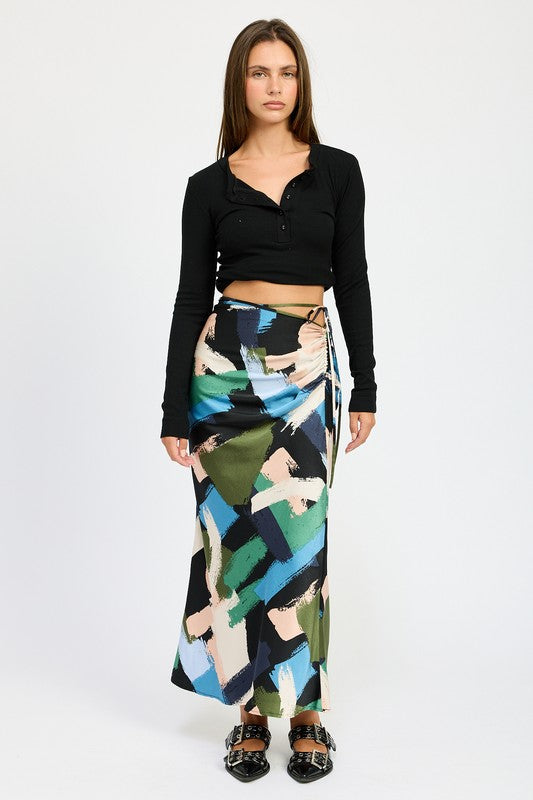 SIDE RUCHED MIDI SKIRT