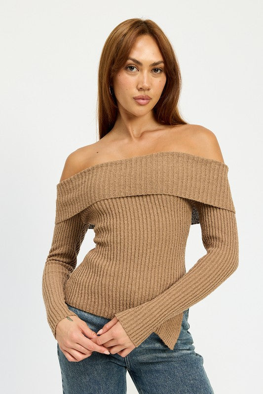 ASYMMETRICAL OFF SHOULDER TOP