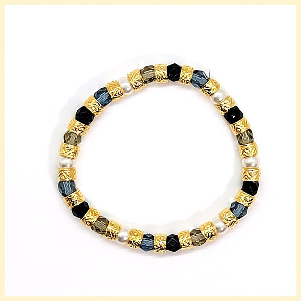 Black and Gold Stretch Bracelet