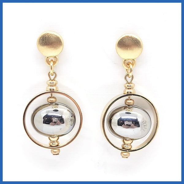 Gold "Immortal" Glass Bead Earrings