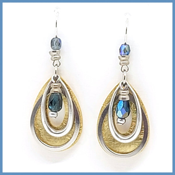 Two-Tone "Blessings" Teardrop Earrings