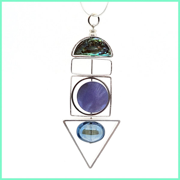 Abalone "Geo" Pull Necklace with Glass Bead