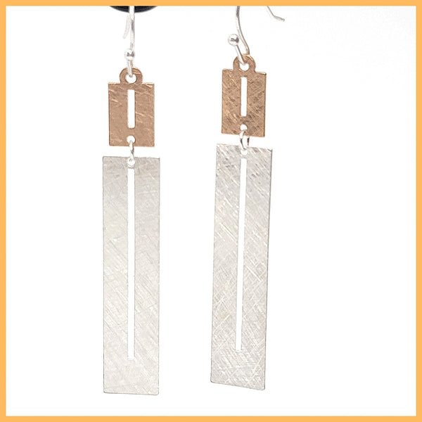 Two-Tone Rectangle Earrings