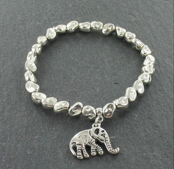 Silver Nugget Charm Bracelet