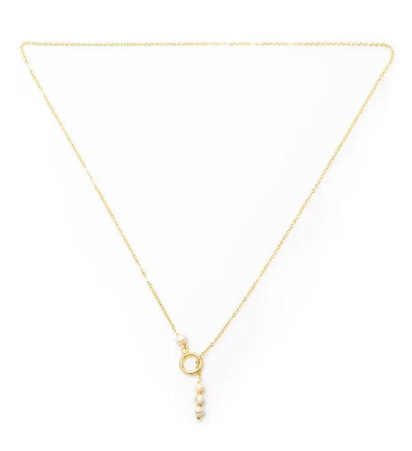 Triple Pearl Lariat Necklace